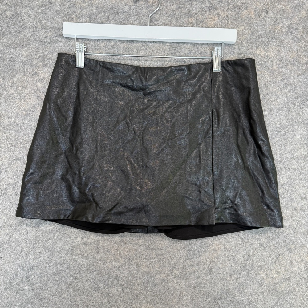 Amanda Uprichard Faux Leather Mini Skirt Womens Large Black Lined Side Zip Pull